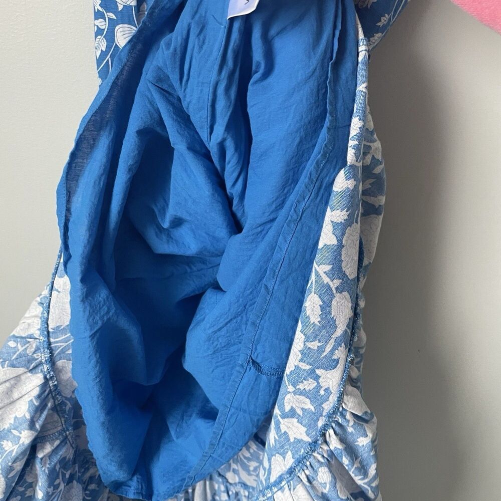 WHISTLE Boutique Maxi Dress Floral Pattern Blue Flowy Strapless Women's Size 14 - Picture 8 of 11
